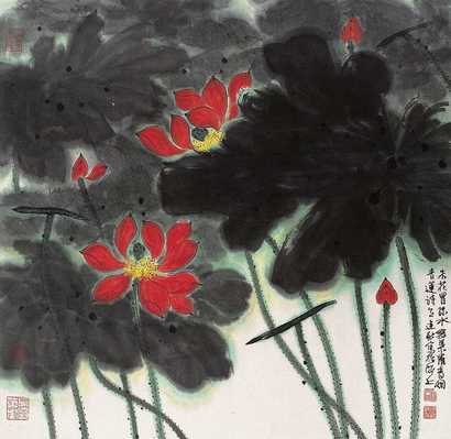 徐建融 花卉 镜心